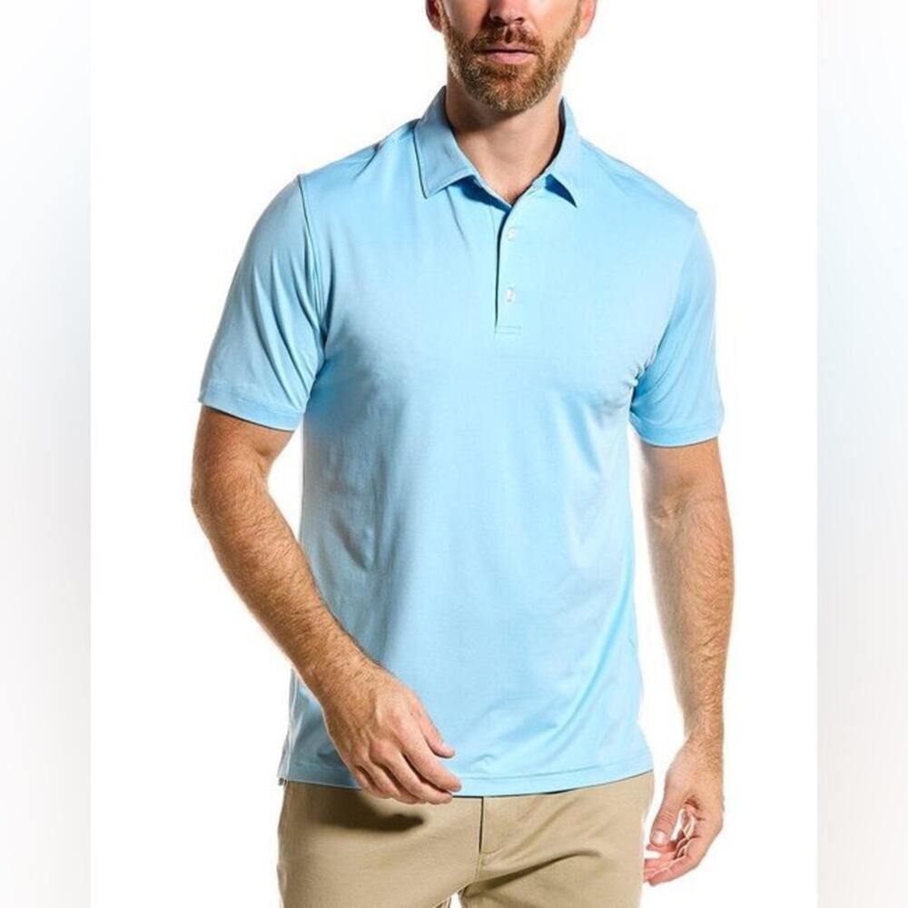 NWT Hickey Freeman Men's Golf Polo Sky Blue XL Performance‎ Short Sleeve Shirt